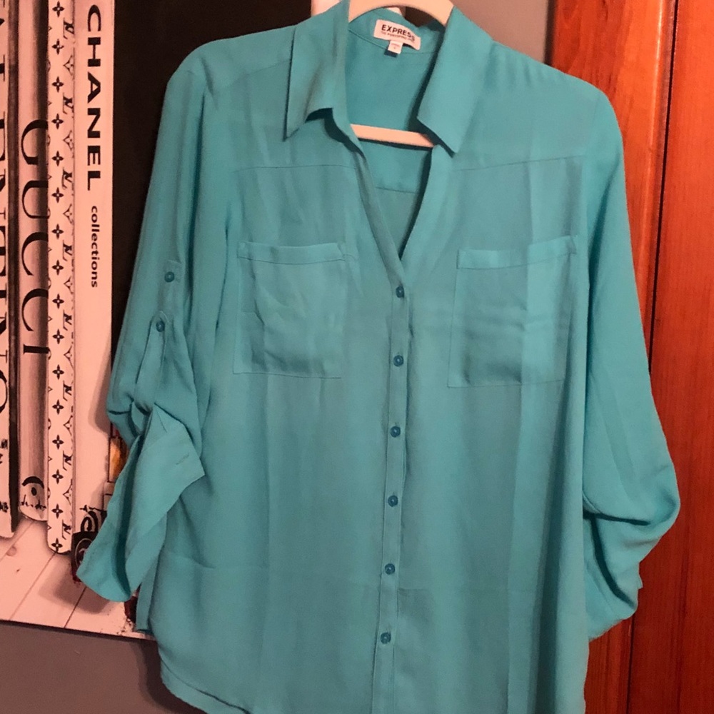 Express Teal Portofino blouse